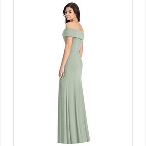 Dessy Collection Style 3030 | Crepe Cuffed Off-the-Shoulder Trumpet Gown